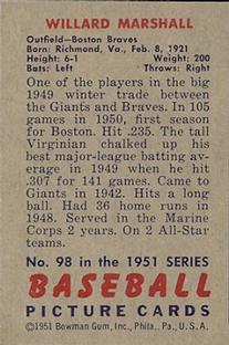 Willard Marshall  baseball card collectible - Main Image 2