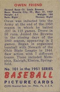 Owen Friend  baseball card collectible - Main Image 2