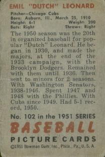 Dutch Leonard  baseball card collectible - Main Image 2