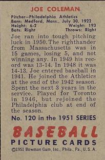 Joe Coleman  baseball card collectible - Main Image 2