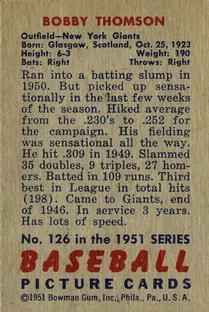 Bobby Thomson  baseball card collectible - Main Image 2