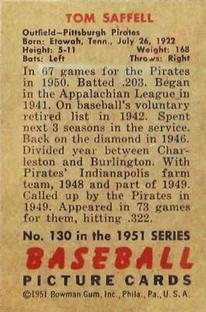 Tom Saffell  baseball card collectible - Main Image 2