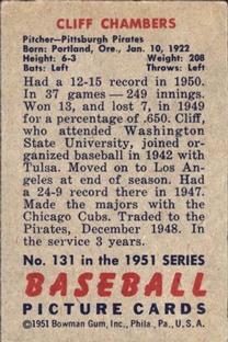 Cliff Chambers  baseball card collectible - Main Image 2