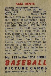 Sam Dente  baseball card collectible - Main Image 2