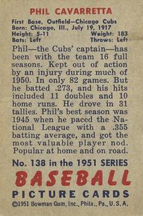 Phil Cavarretta  baseball card collectible - Main Image 2