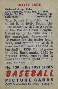 Doyle Lade  baseball card collectible - Main Image 2