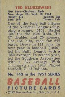 Ted Kluszewski  baseball card collectible - Main Image 2