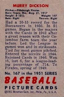 Murry Dickson  baseball card collectible - Main Image 2
