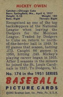 Mickey Owen  baseball card collectible - Main Image 2