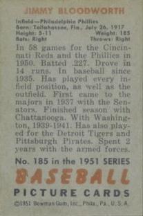 Jimmy Bloodworth  baseball card collectible - Main Image 2