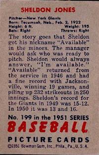 Sheldon Jones  baseball card collectible - Main Image 2