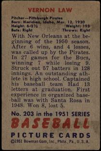 Vern Law  baseball card collectible - Main Image 2