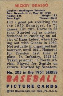 Mickey Grasso  baseball card collectible - Main Image 2