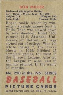 Bob Miller  baseball card collectible - Main Image 2