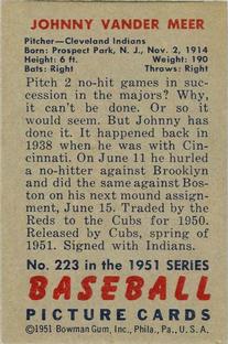 Johnny Vander Meer  baseball card collectible - Main Image 2