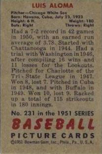 Luis Aloma  baseball card collectible - Main Image 2