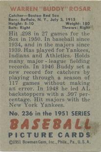 Buddy Rosar  baseball card collectible - Main Image 2