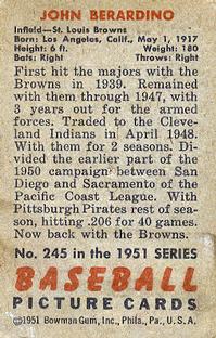 Johnny Berardino  baseball card collectible - Main Image 2