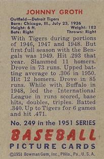 Johnny Groth  baseball card collectible - Main Image 2