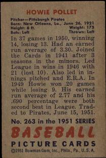 Howie Pollet  baseball card collectible - Main Image 2