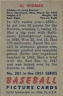 Al Widmar  baseball card collectible - Main Image 2