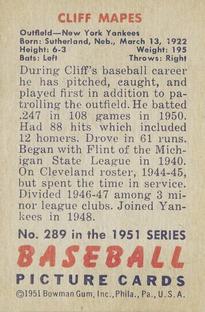 Cliff Mapes  baseball card collectible - Main Image 2