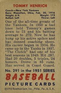 Tommy Henrich  baseball card collectible - Main Image 2