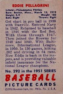 Eddie Pellagrini  baseball card collectible - Main Image 2