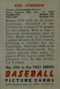 Ken Johnson  baseball card collectible - Main Image 2