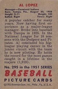 Al Lopez  baseball card collectible - Main Image 2