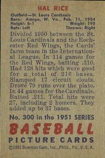 Hal Rice  baseball card collectible - Main Image 2
