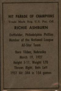 Richie Ashburn  baseball card collectible - Main Image 2