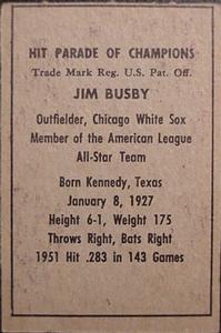Jim Busby  baseball card collectible - Main Image 2