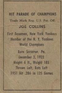 Joe Collins  baseball card collectible - Main Image 2