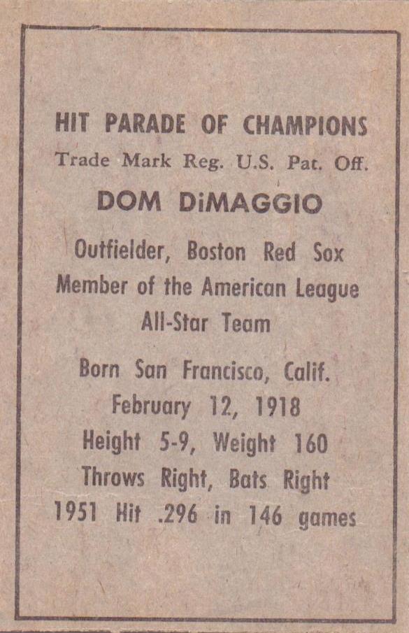 Dom DiMaggio  baseball card collectible - Main Image 2