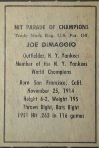 Joe DiMaggio  baseball card collectible - Main Image 2
