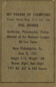 Del Ennis  baseball card collectible - Main Image 2