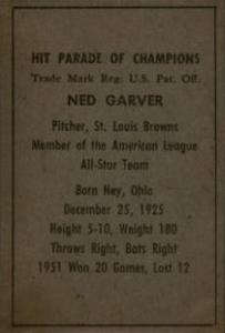Ned Garver  baseball card collectible - Main Image 2