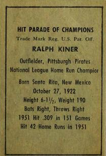 Ralph Kiner  baseball card collectible - Main Image 2