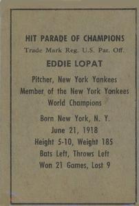 Ed Lopat  baseball card collectible - Main Image 2