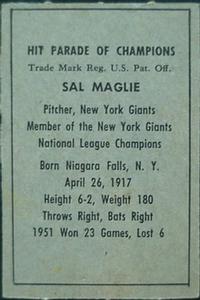 Sal Maglie  baseball card collectible - Main Image 2
