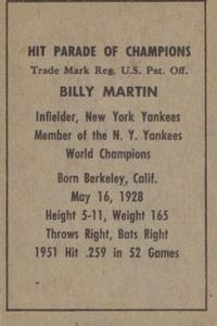 Billy Martin  baseball card collectible - Main Image 2