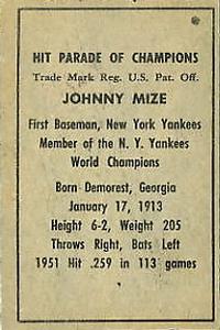 Johnny Mize  baseball card collectible - Main Image 2