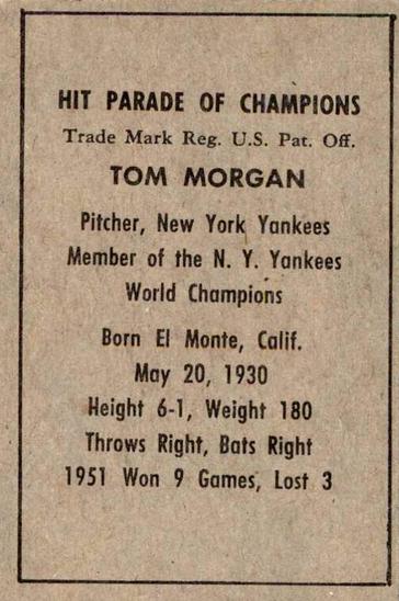Tom Morgan  baseball card collectible - Main Image 2