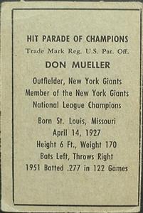 Don Mueller  baseball card collectible - Main Image 2