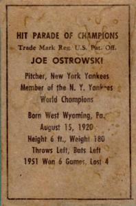 Joe Ostrowski  baseball card collectible - Main Image 2