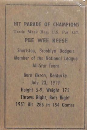 Pee Wee Reese  baseball card collectible - Main Image 2