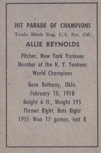 Allie Reynolds  baseball card collectible - Main Image 2