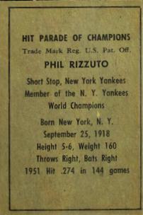Phil Rizzuto  baseball card collectible - Main Image 2