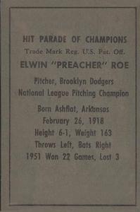Elwin "Preacher” Roe  baseball card collectible - Main Image 2